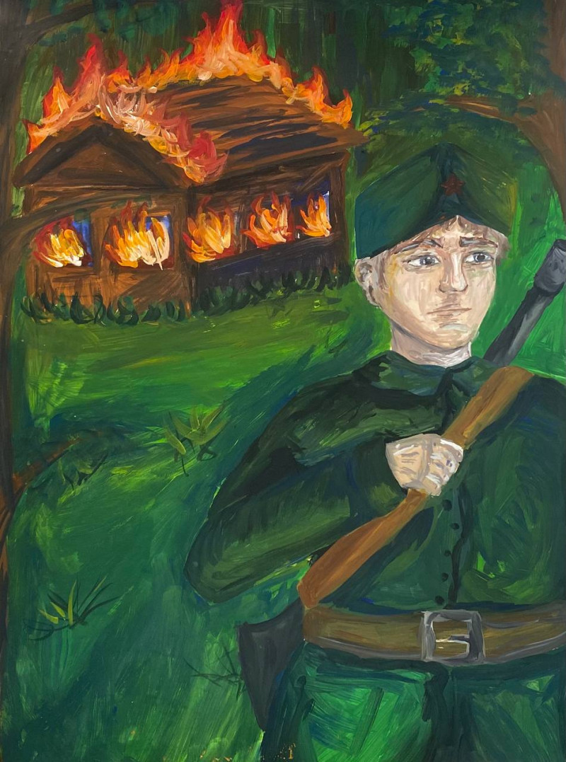 Заслоняя собой.